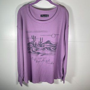 NWT! Waffle Knit Graphic Top in Periwinkle